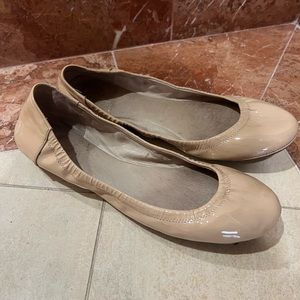 Vince Camuto Patent Leather Ballet Flats, Cream.